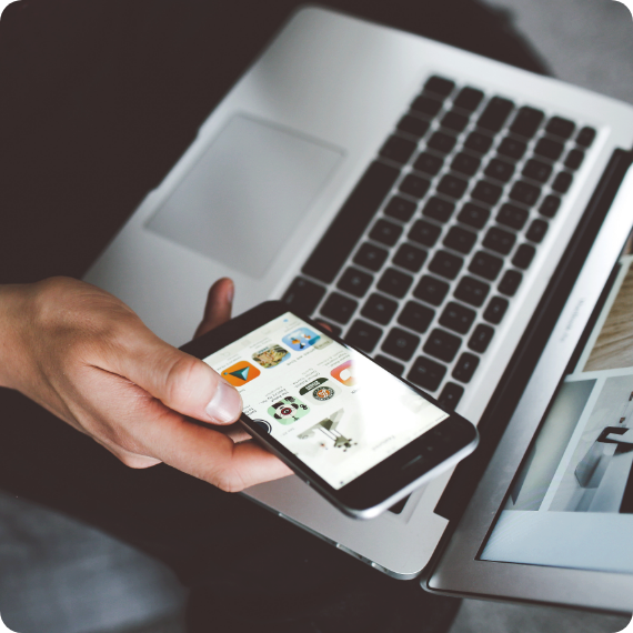 A person testing software on his phone